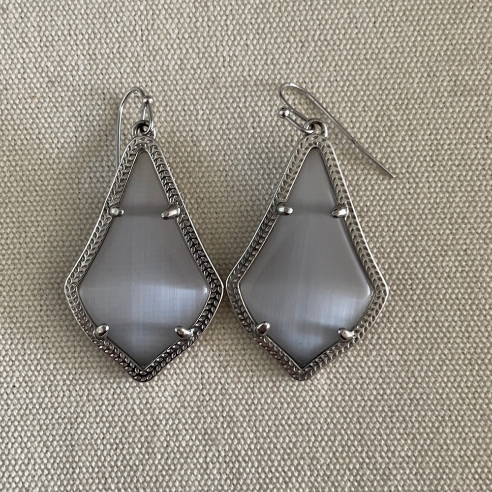 Kendra Scott Alex Silver Drop Earrings in Slate Cat Eye